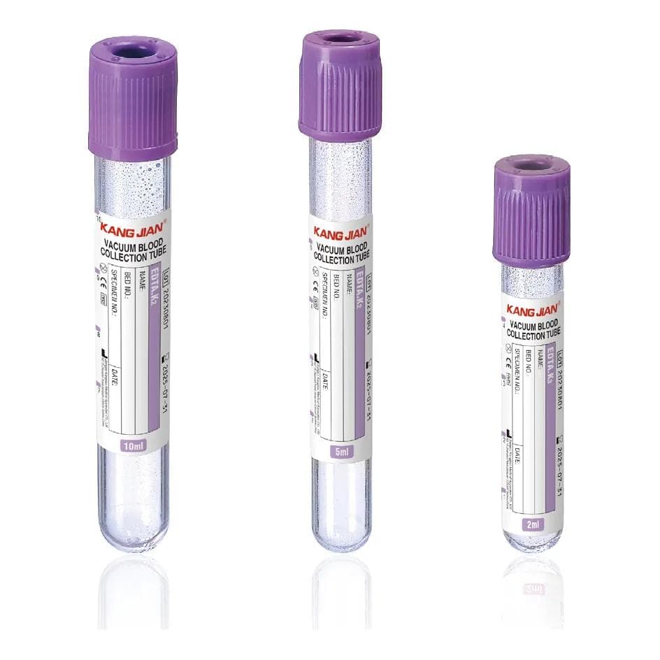 Vacuum blood collection tube with lavender EDTA-K2 cap
