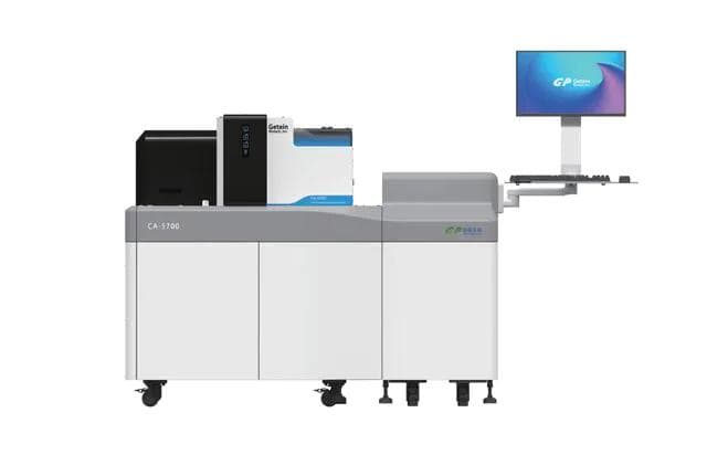A modular analyser line installed in a laboratory